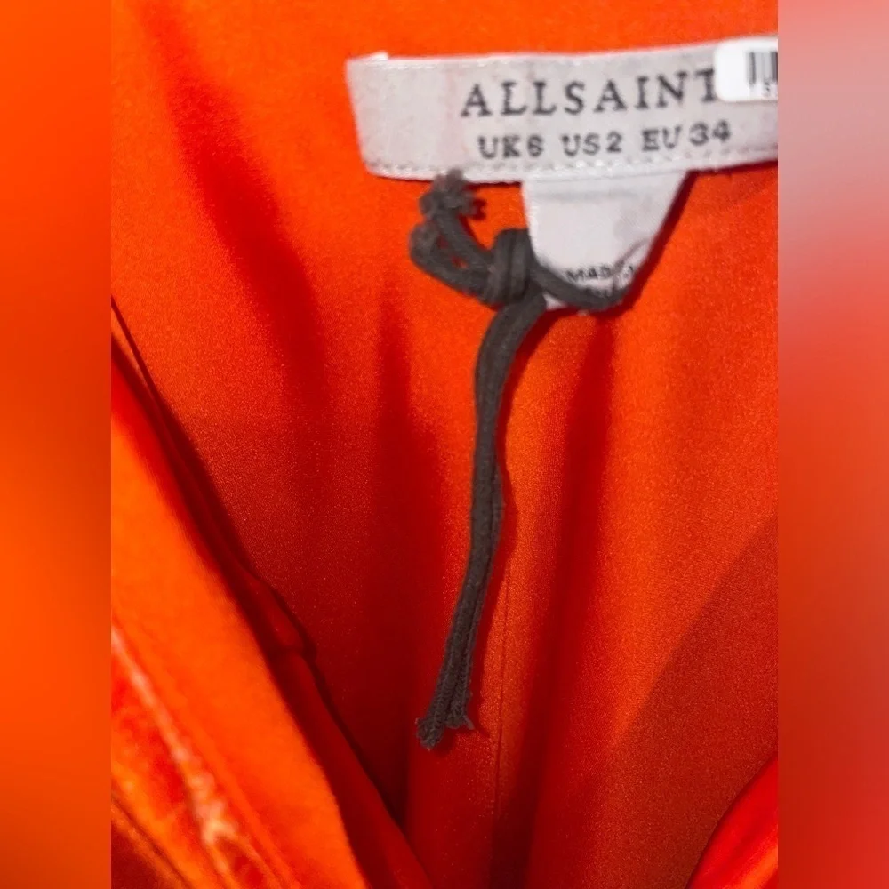 NEW All Saints Alexia Mariana Silk Blend Tie Dye Midi Dress Orange ๐ - Picture 15 of 16